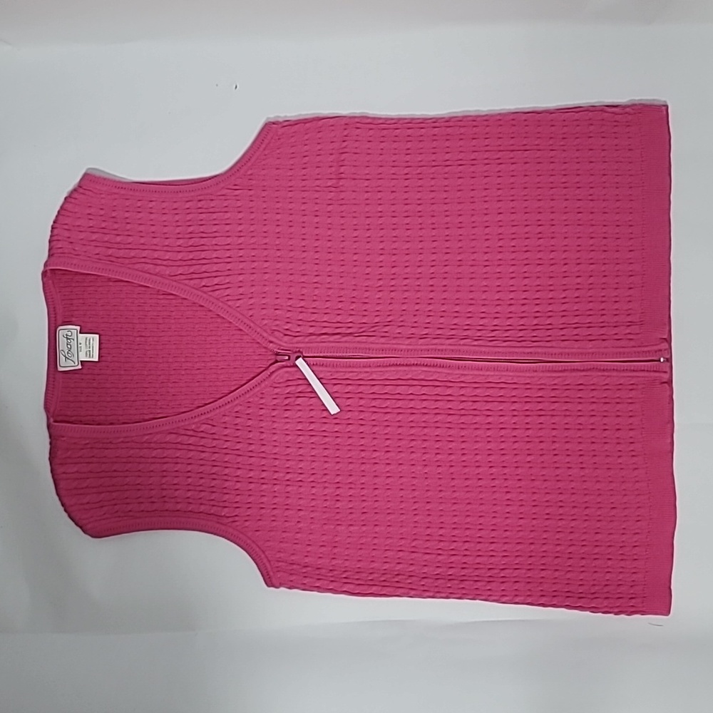 Hot Pink Sleeveless V-Neck Zip Front Sweater Vest by Foxcroft, Size M, NWOT